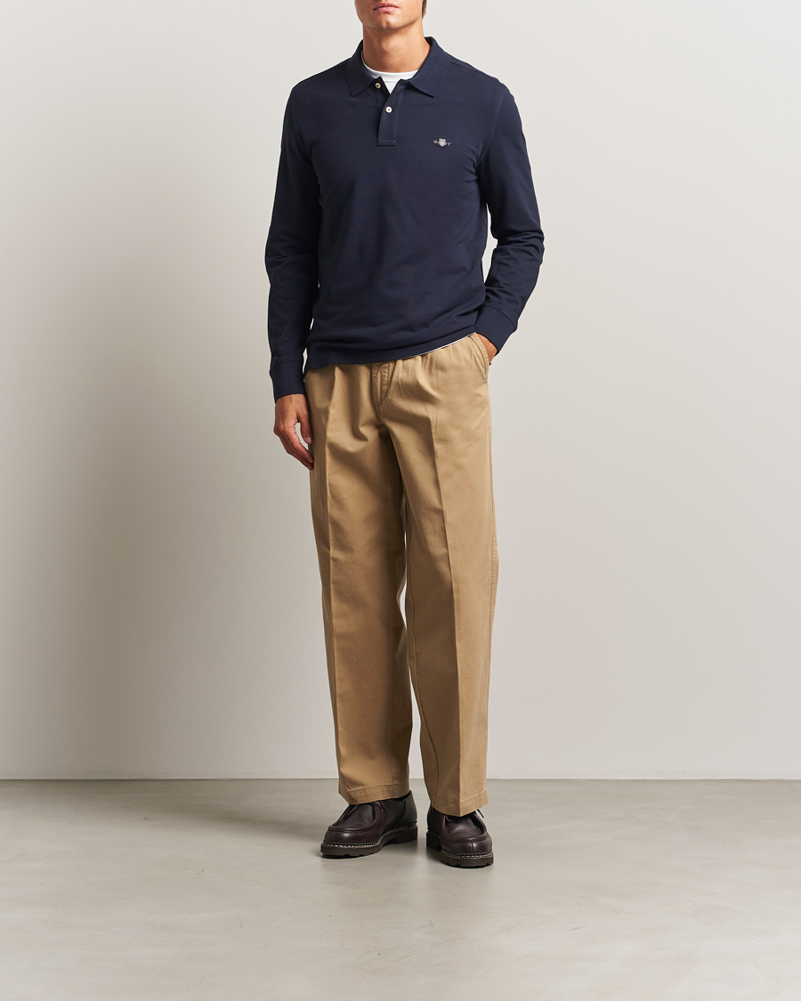 Herren | Poloshirts | GANT | Regular Shield Long Sleeve Polo Evening Blue