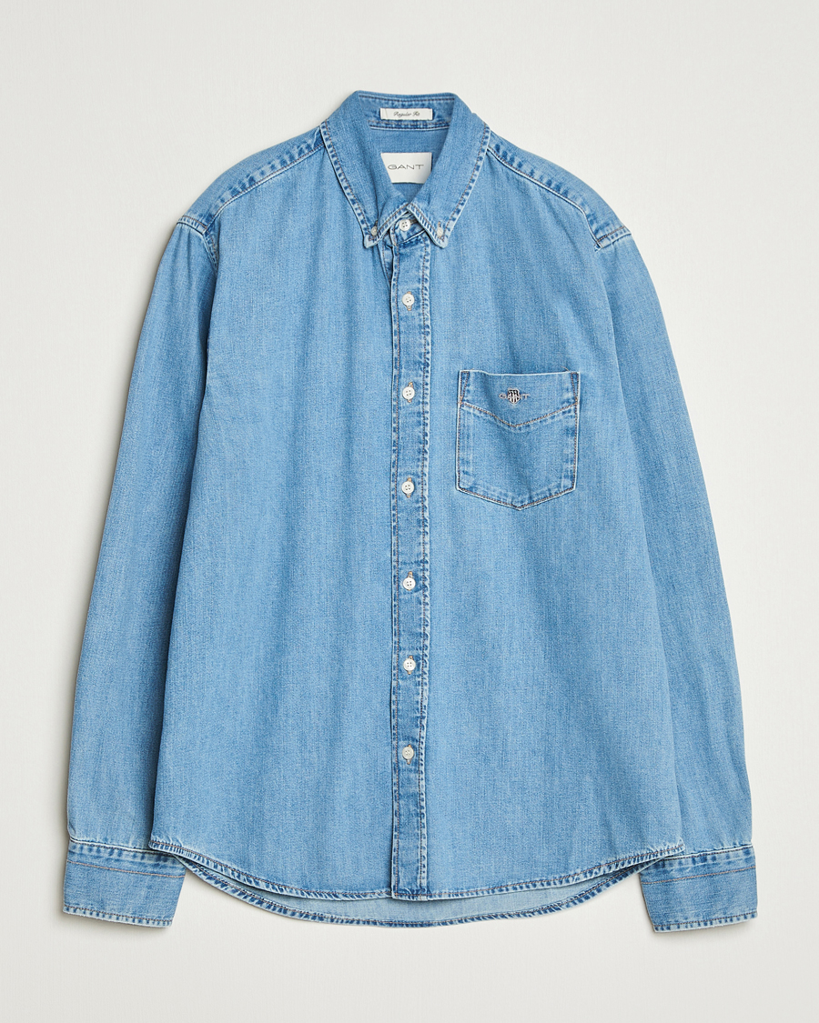Herren | Hemden | GANT | Regular Fit Denim Shirt Light Blue Worn In