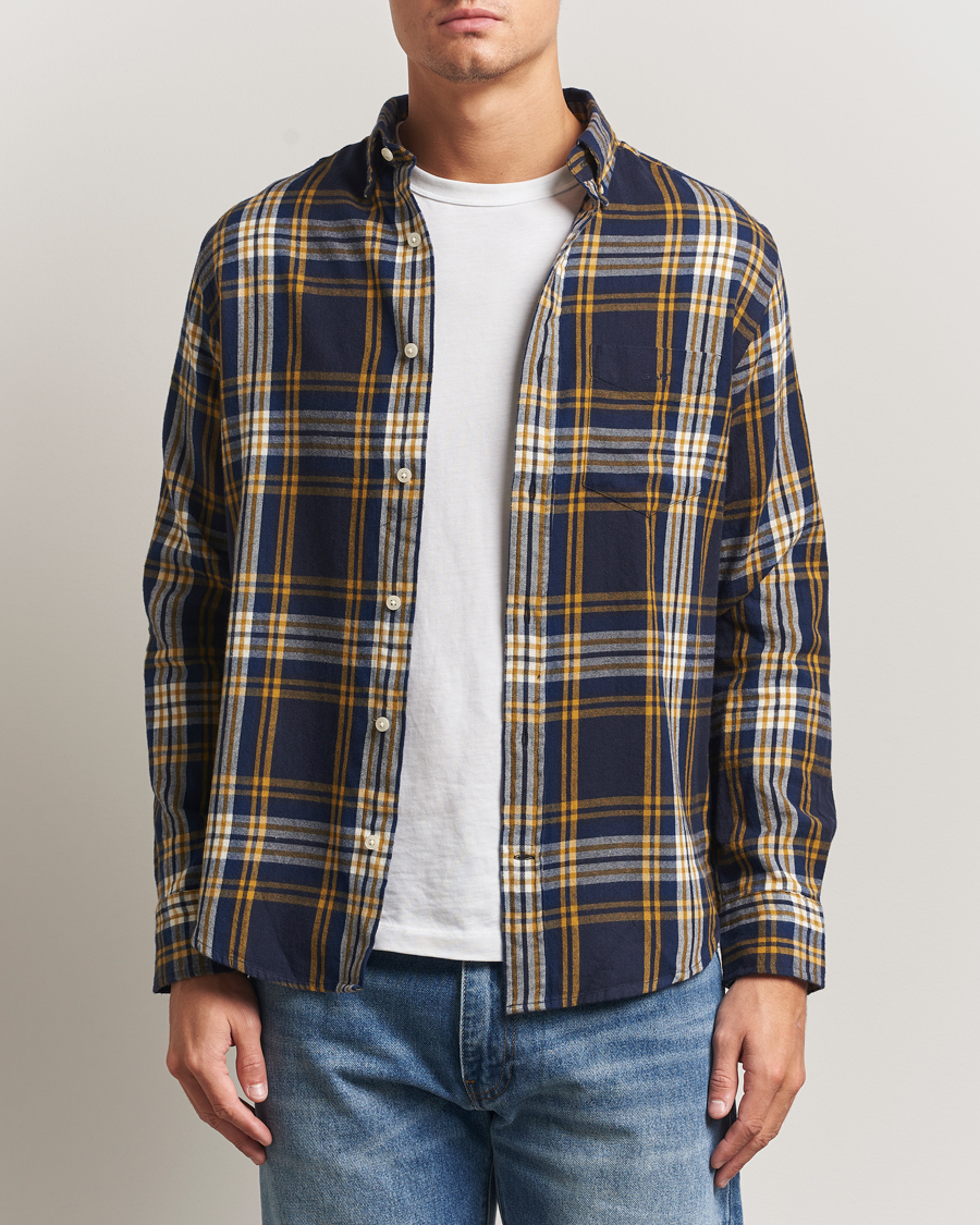 Herren | Hemden | GANT | Regular Fit Checked Flannel Shirt Evening Blue