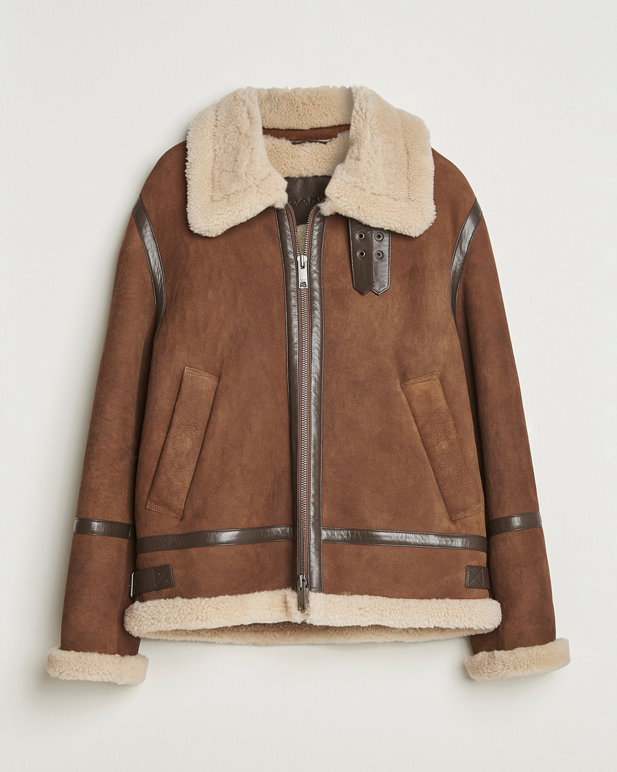 Herren | Jacken | GANT | Suede Shearling Jacket Mahogany Brown