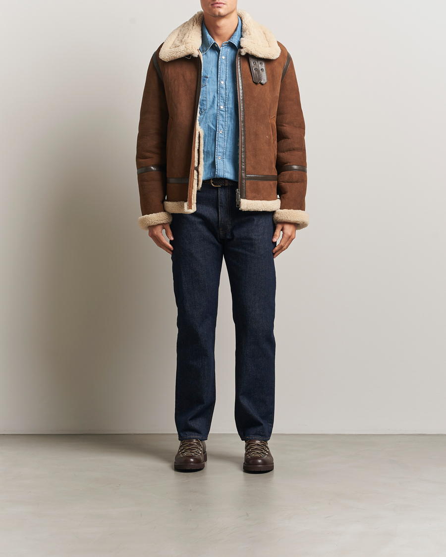 Herren | Jacken | GANT | Suede Shearling Jacket Mahogany Brown