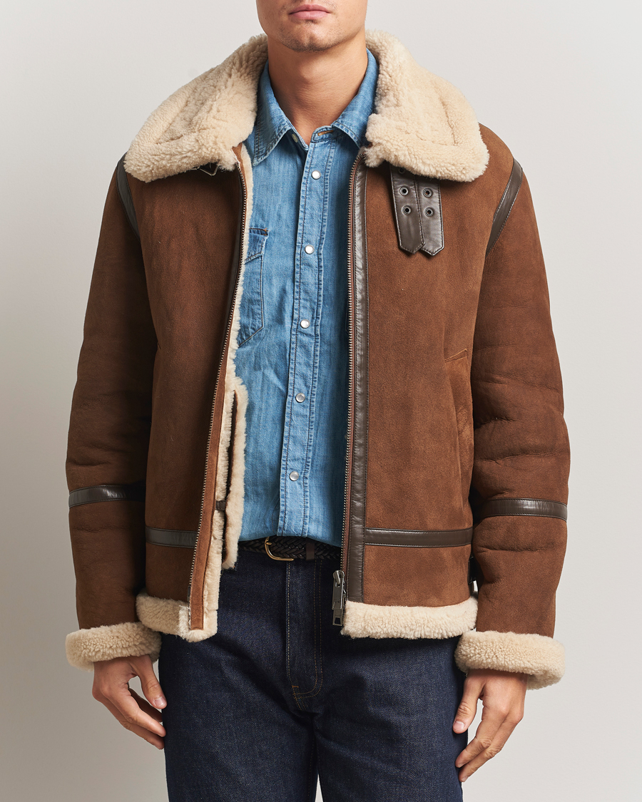 Herren | Jacken | GANT | Suede Shearling Jacket Mahogany Brown