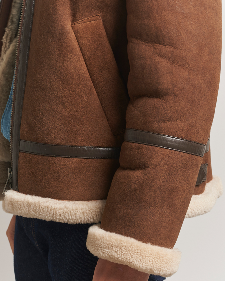 Herren | Jacken | GANT | Suede Shearling Jacket Mahogany Brown