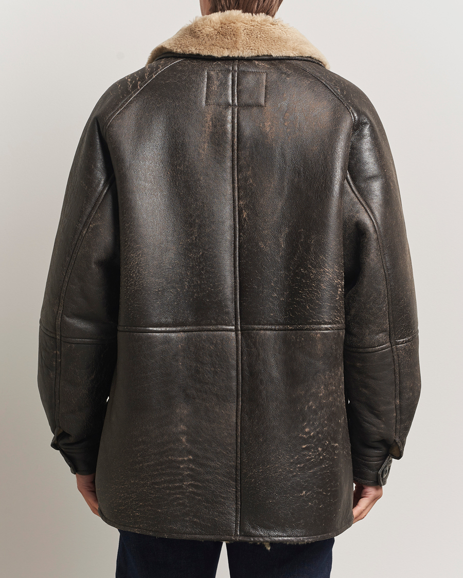 Herren | Jacken | Gant | Worn In Leather Shearling Jacket Deep Brown