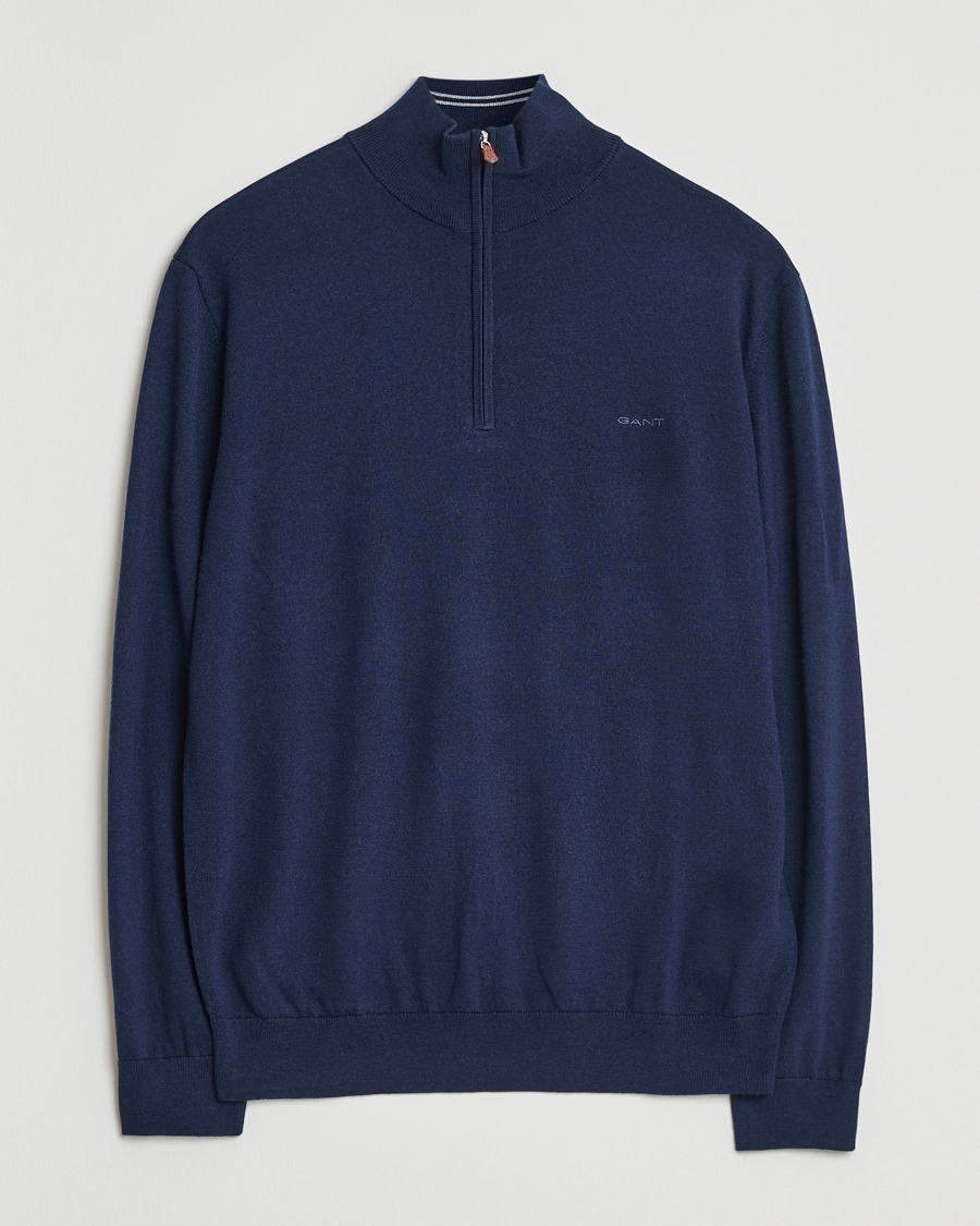 Herren | Pullover | GANT | Extrafine Merino Wool Half Zip Marine