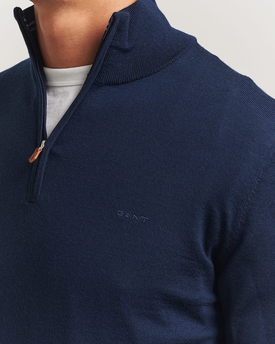 Herren | Pullover | GANT | Extrafine Merino Wool Half Zip Marine