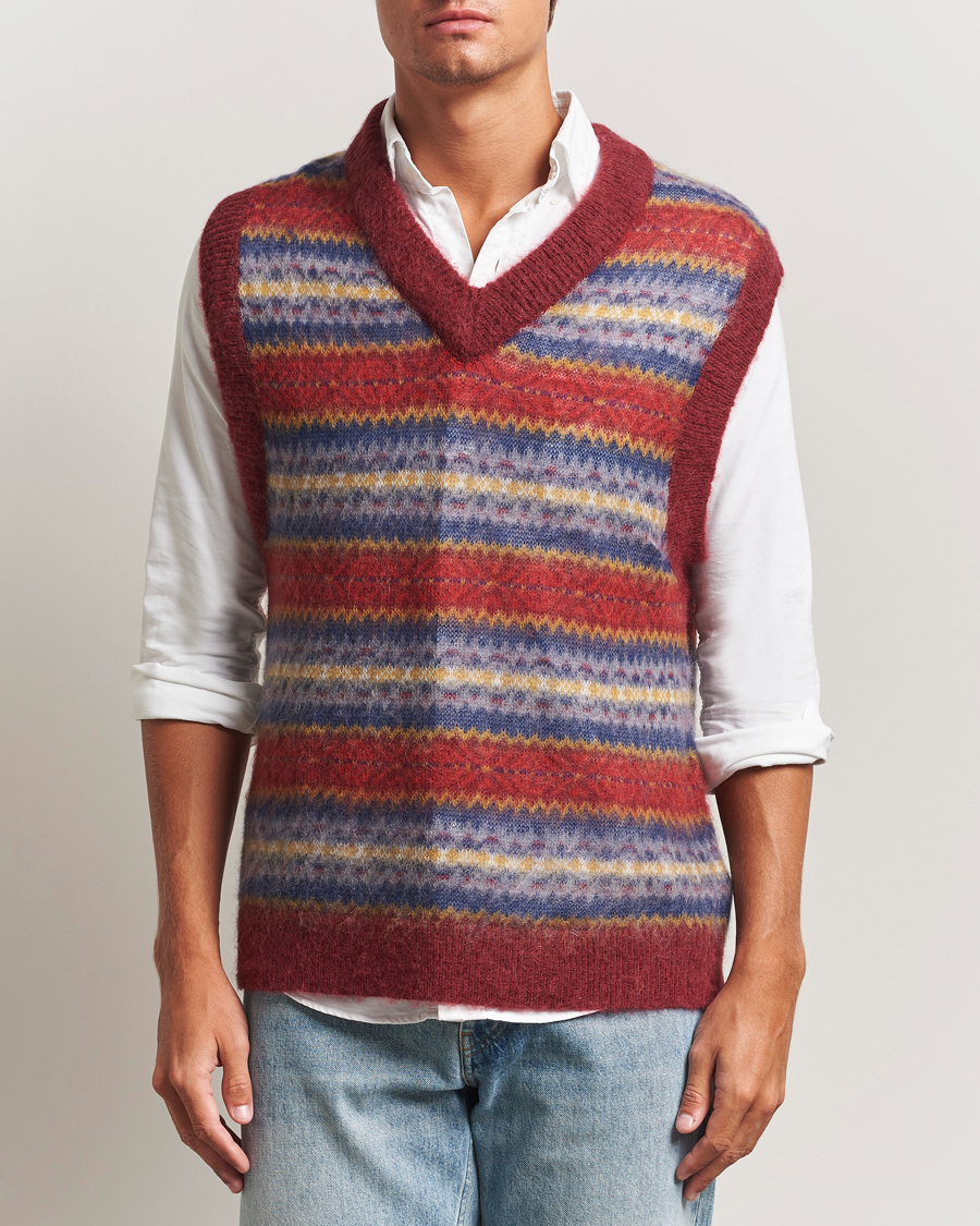 Herren | Pullover | Gant | Brushed Fair Isle Vest Plumped Red