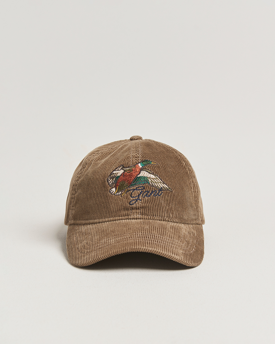 Herren | Hüte & Mützen | GANT | Graphic Embroidered Washed Cord Cap Taupe Beige