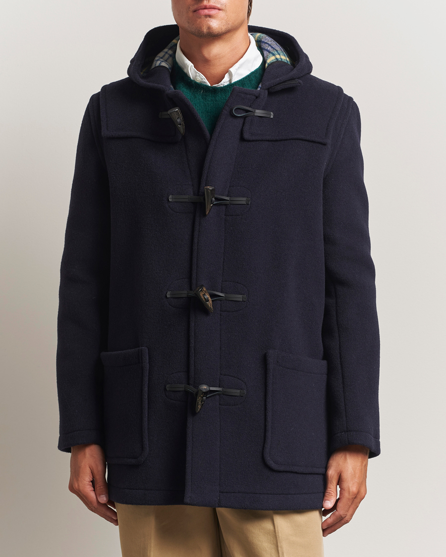 Herren | Jacken | Gloverall | Mid Length Duffle Coat Black/Royal Stewart