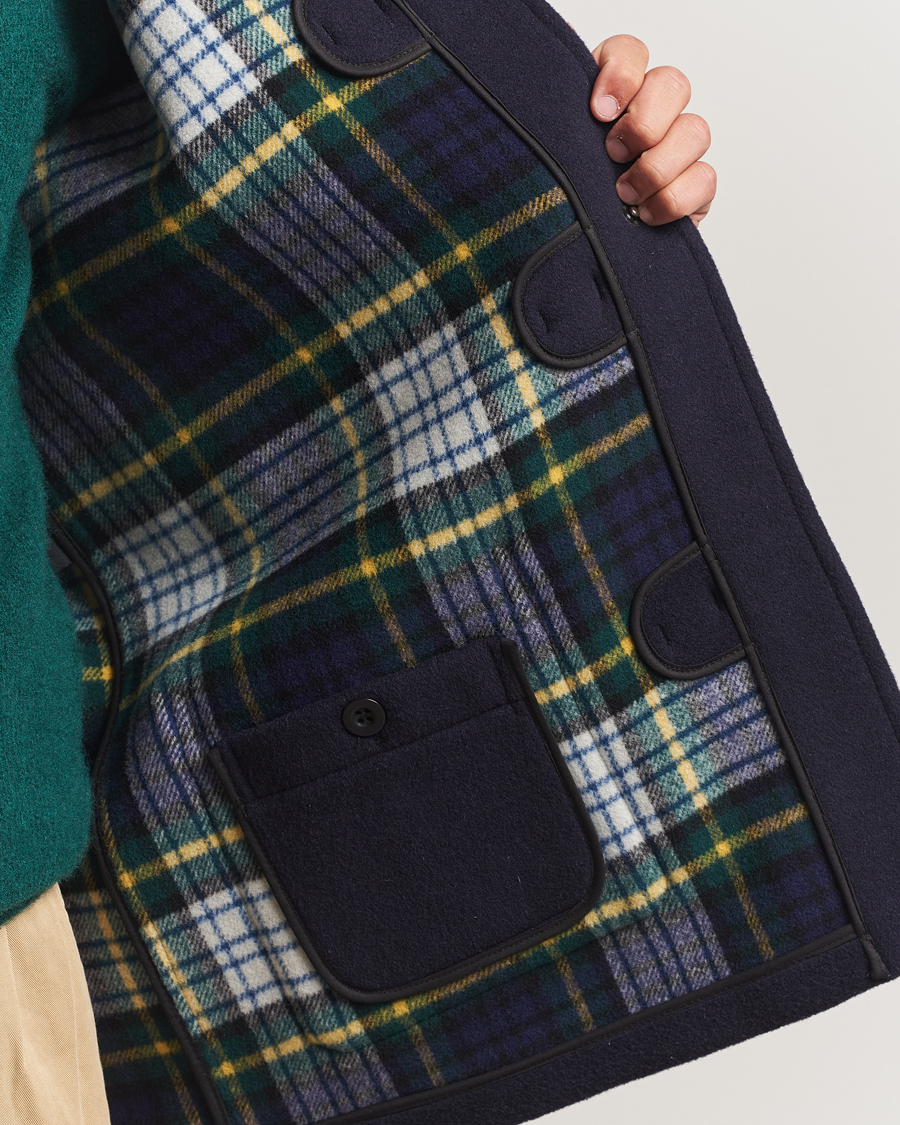 Herren | Jacken | Gloverall | Mid Length Duffle Coat Black/Royal Stewart