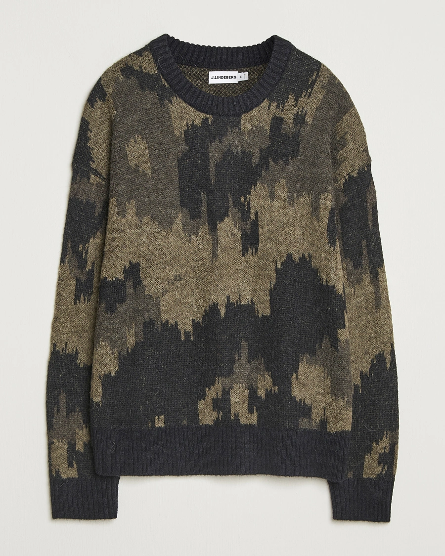 Herren | Pullover | J.Lindeberg | Nate Graphic Jaquard Knitted Sweater Forest Green