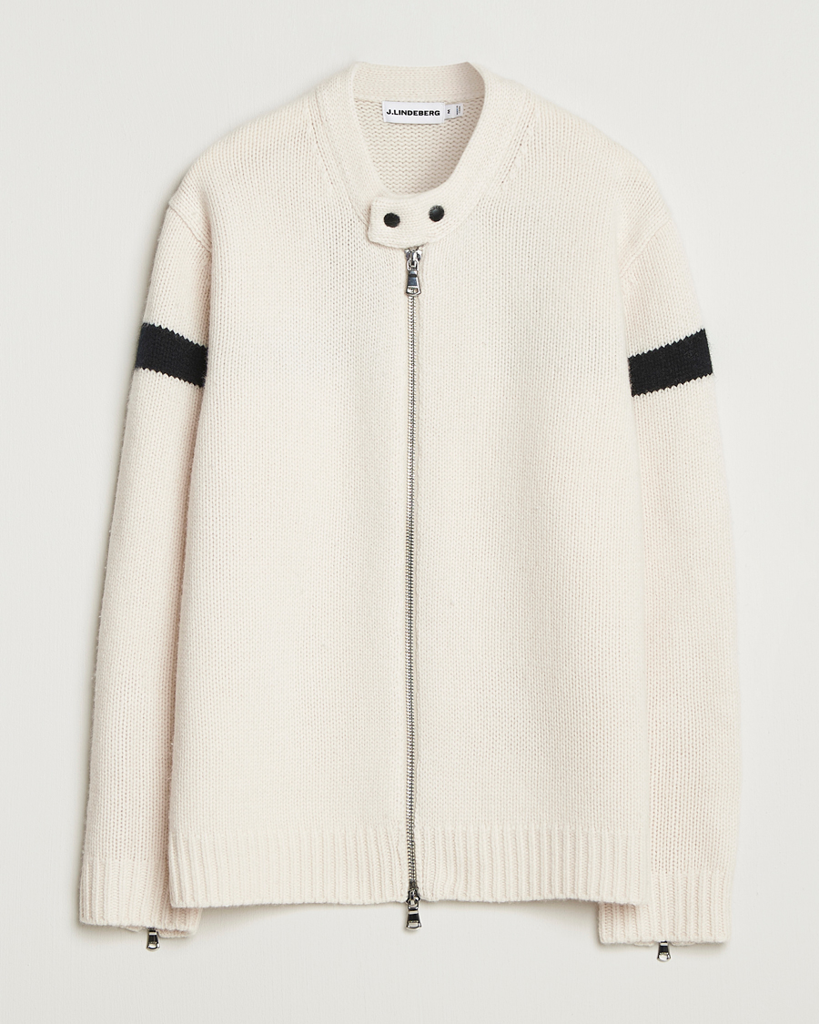Herren | Pullover | J.Lindeberg | Kessler Biker Wool Full Zip Moonbeam