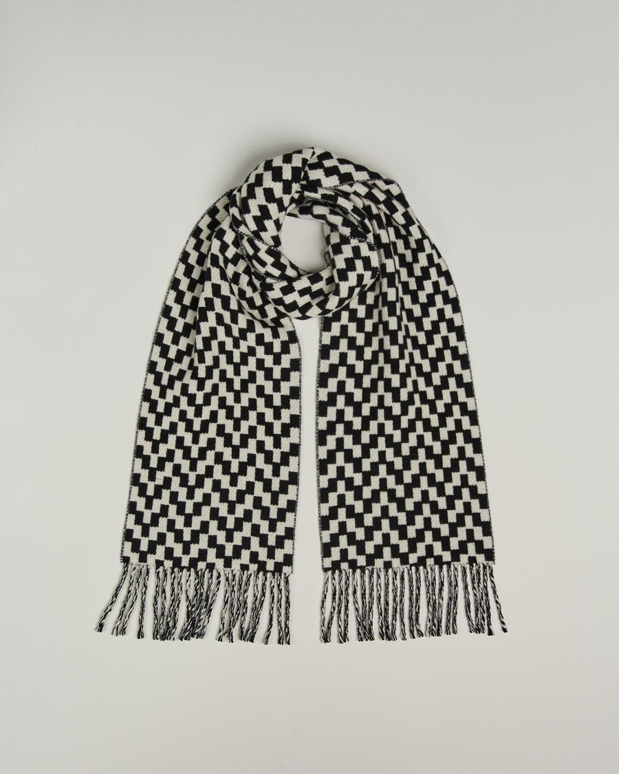 Herren | Schals | J.Lindeberg | Jared Stacked Bridge Wool Scarf Black/White