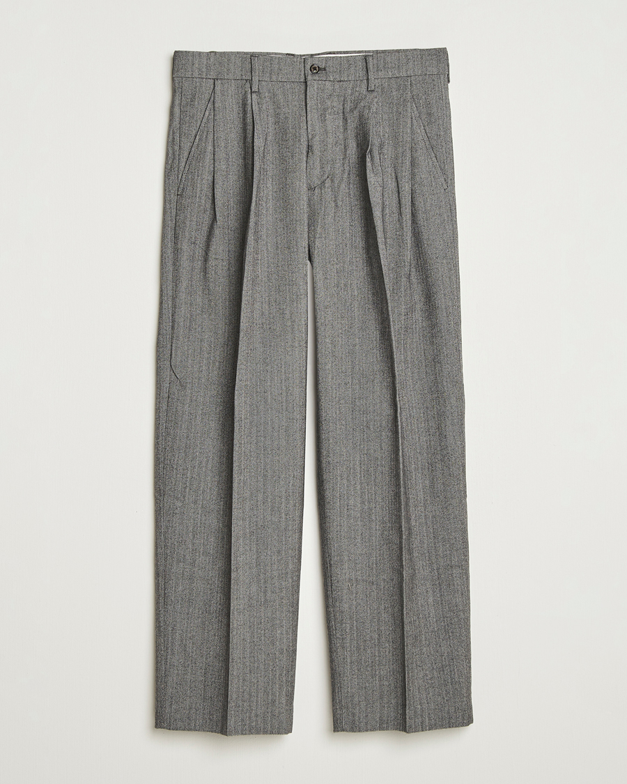 Herren | Hosen | NN07 | Justin Double Pleated Herringbone Trousers Grey
