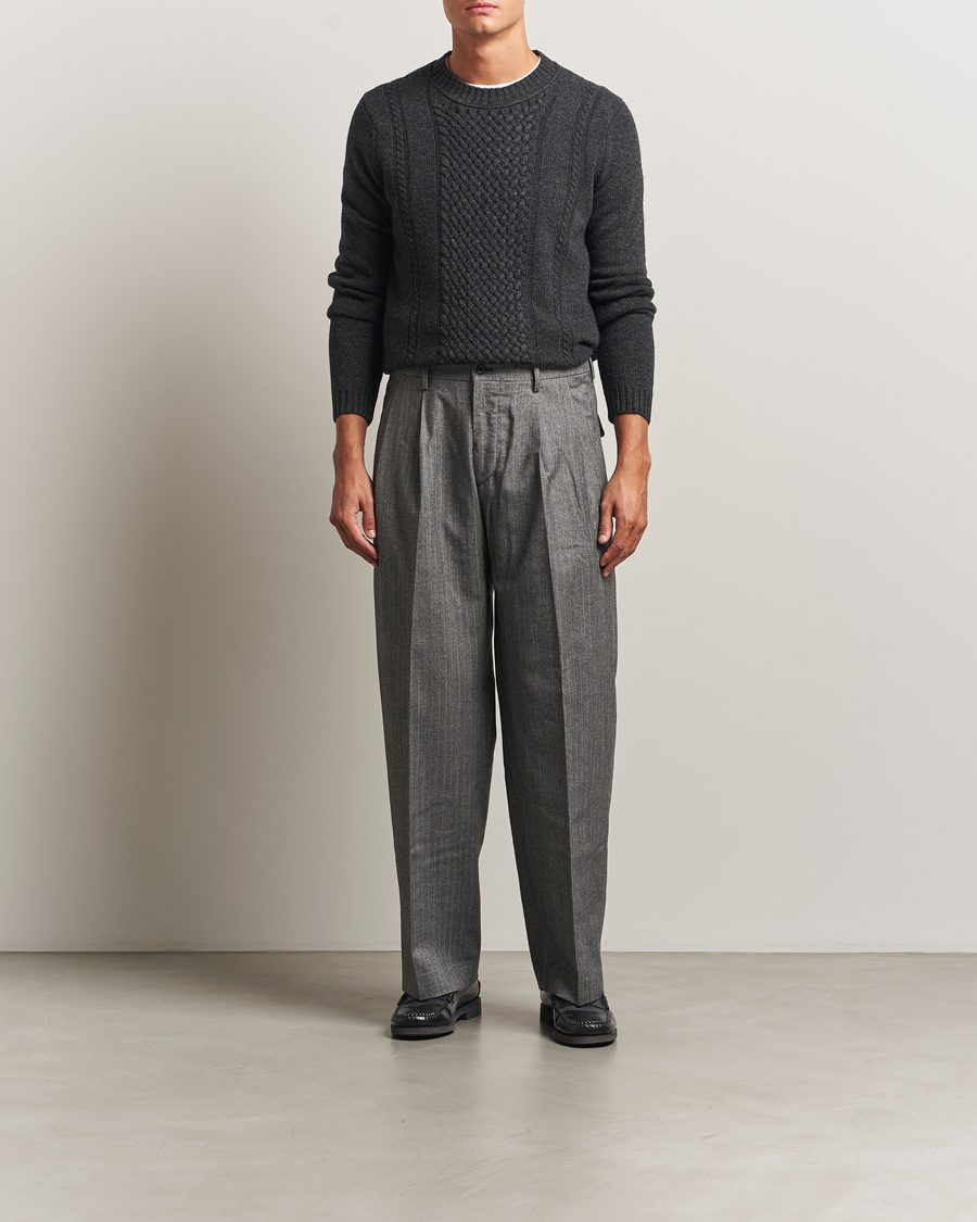 Herren | Hosen | NN07 | Justin Double Pleated Herringbone Trousers Grey