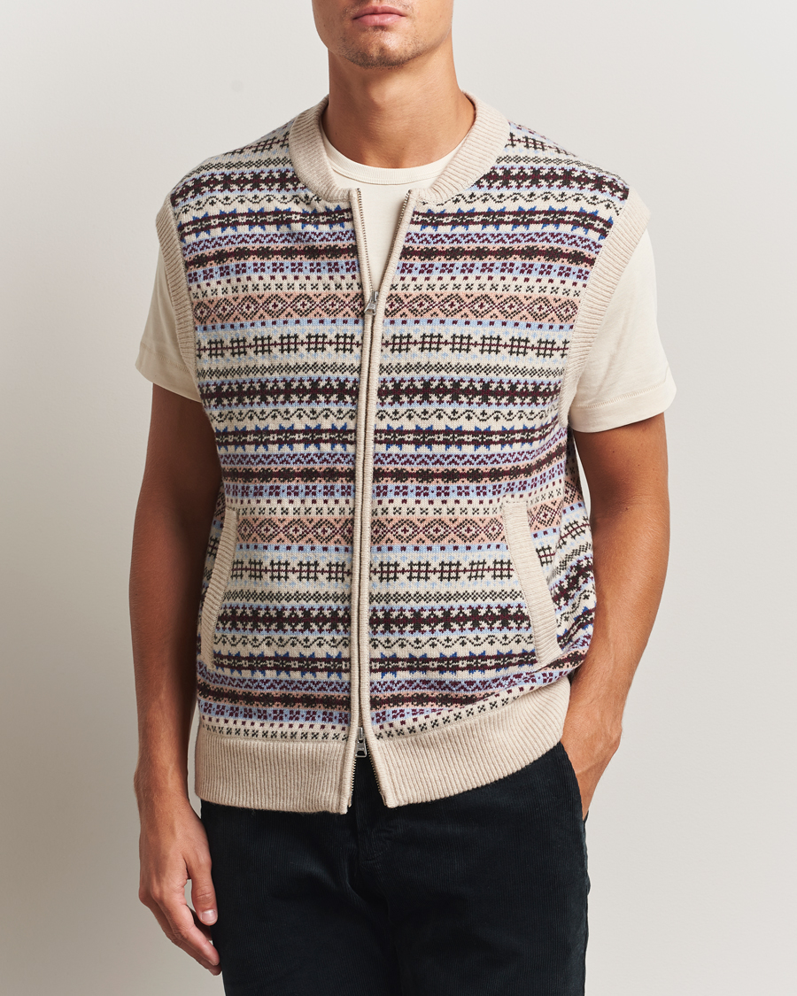 Herren | Pullover | NN07 | Robbie Fairisle Full Zip Vest Multi