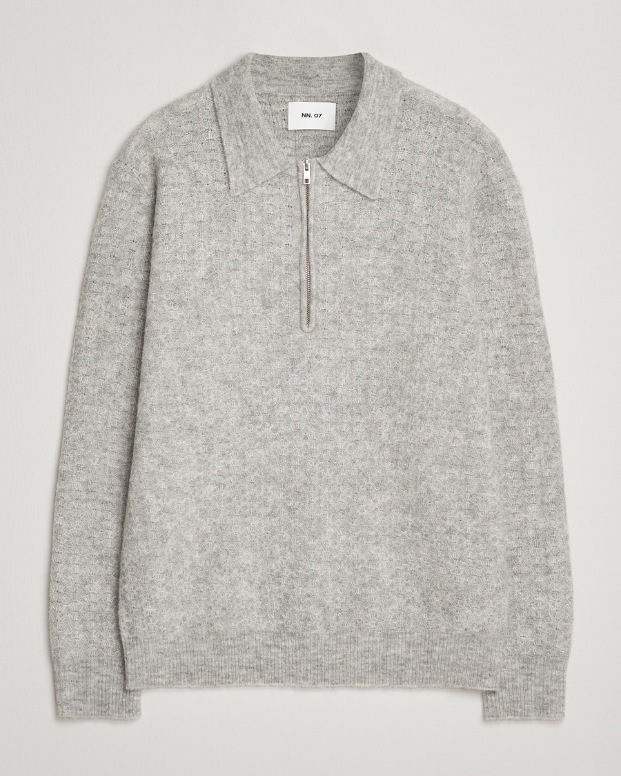 Herren | Pullover | NN07 | Alfie Alpaca Knitted Half Zip Sable Grey