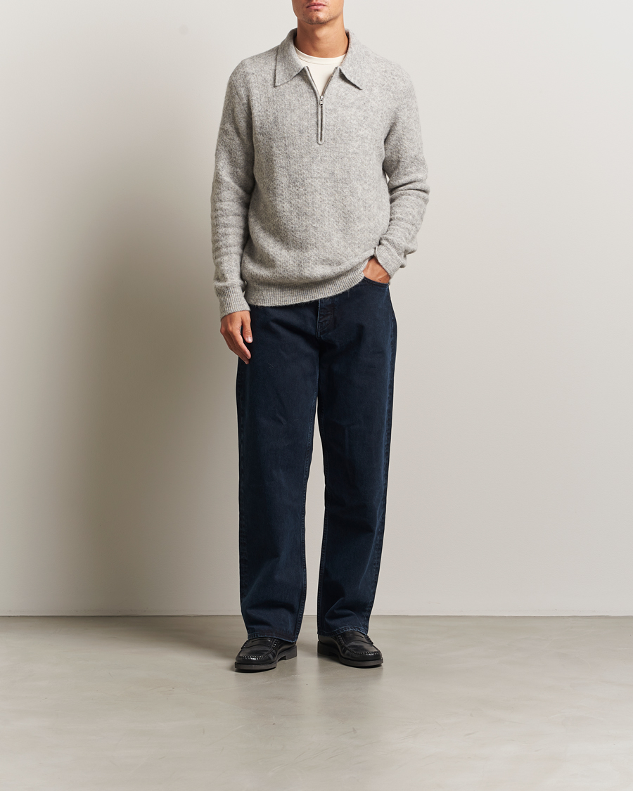 Herren | Pullover | NN07 | Alfie Alpaca Knitted Half Zip Sable Grey