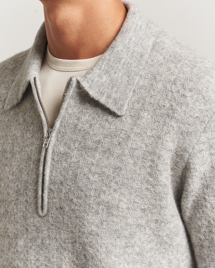 Herren | Pullover | NN07 | Alfie Alpaca Knitted Half Zip Sable Grey