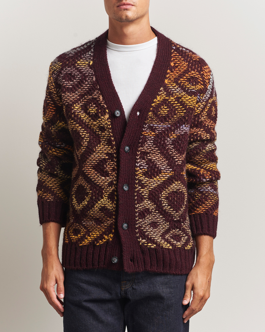 Herren | Pullover | NN07 | Viggo Heavy Knitted Cardigan Wine Red Multi
