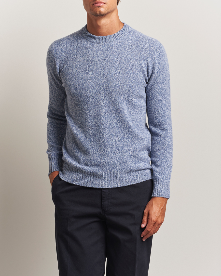 Herren | Pullover | Altea | Wool/Cashmere Crew Neck Sweater Light Blue Melange