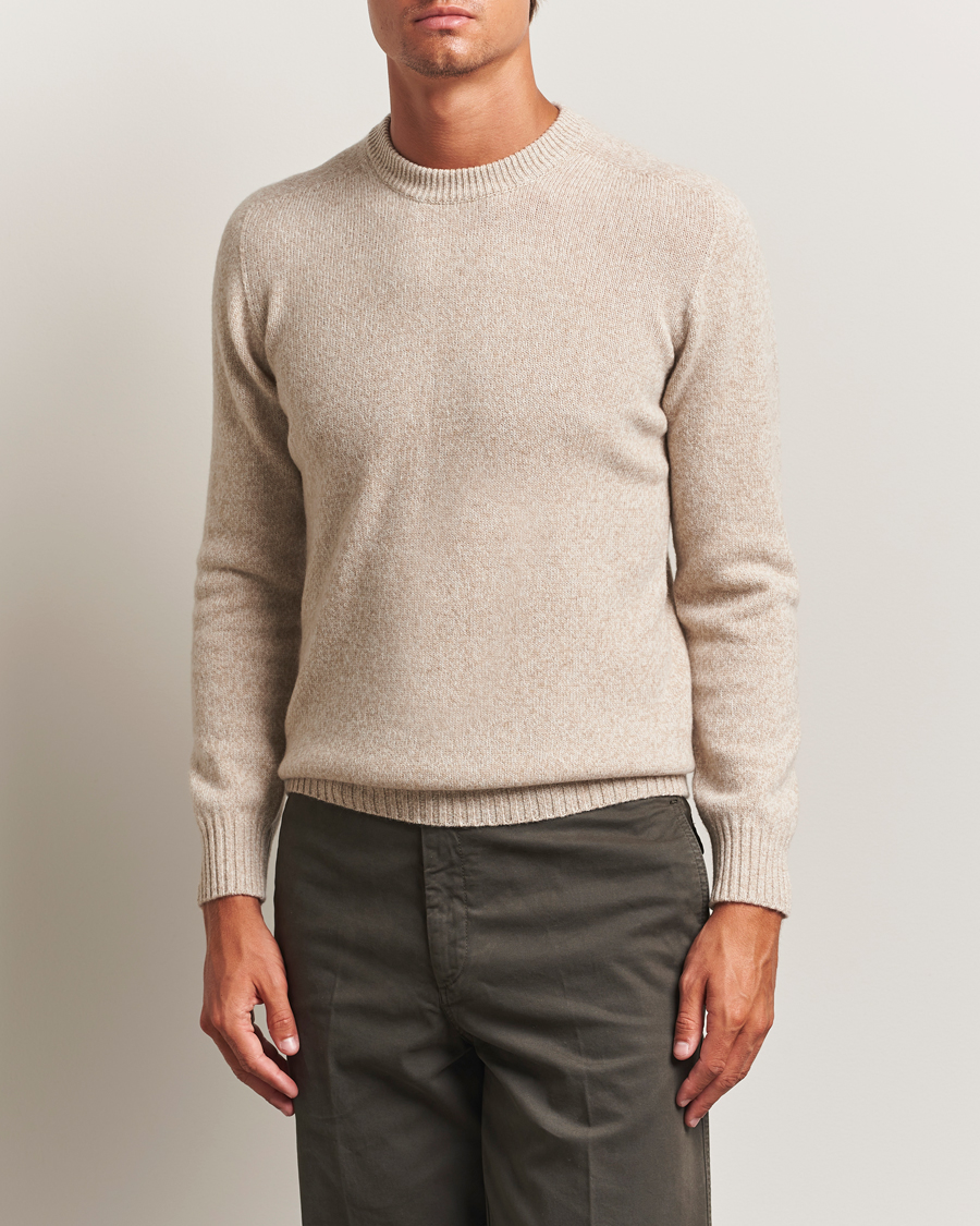 Herren | Pullover | Altea | Wool/Cashmere Crew Neck Sweater Beige Melange