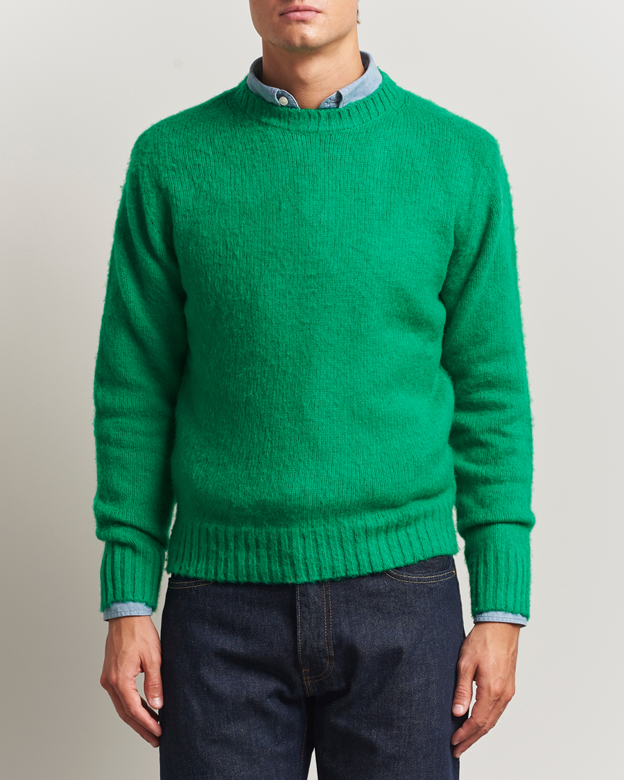 Herren | Pullover | Aspesi | Brushed Shetland Sweater Green