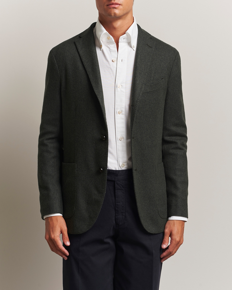 Herren | Sakkos | Boglioli | K Jacket Wool Herringbone Blazer Hunting Green