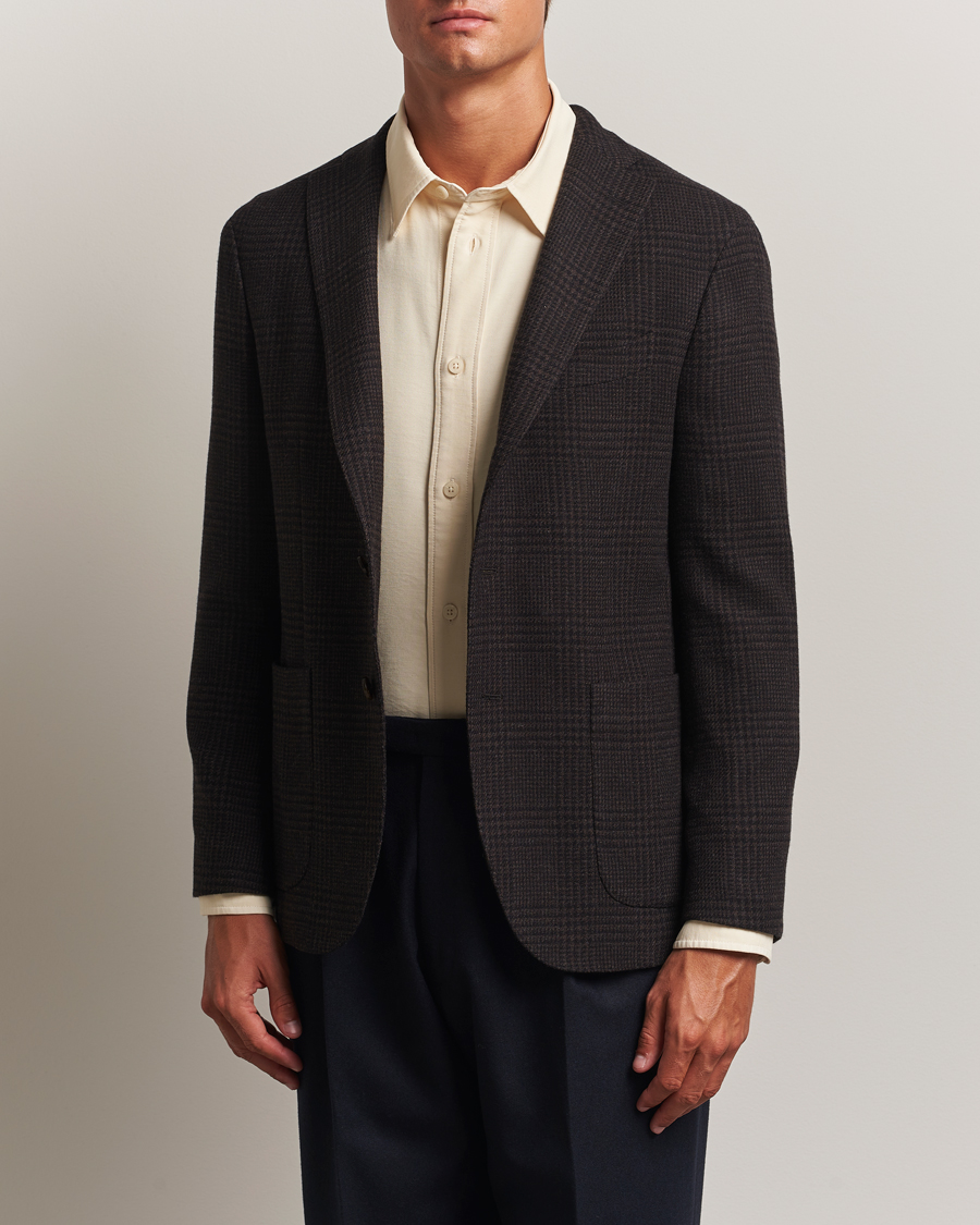 Herren | Sakkos | Boglioli | K Jacket Cashmere/Wool Check Blazer Dark Brown