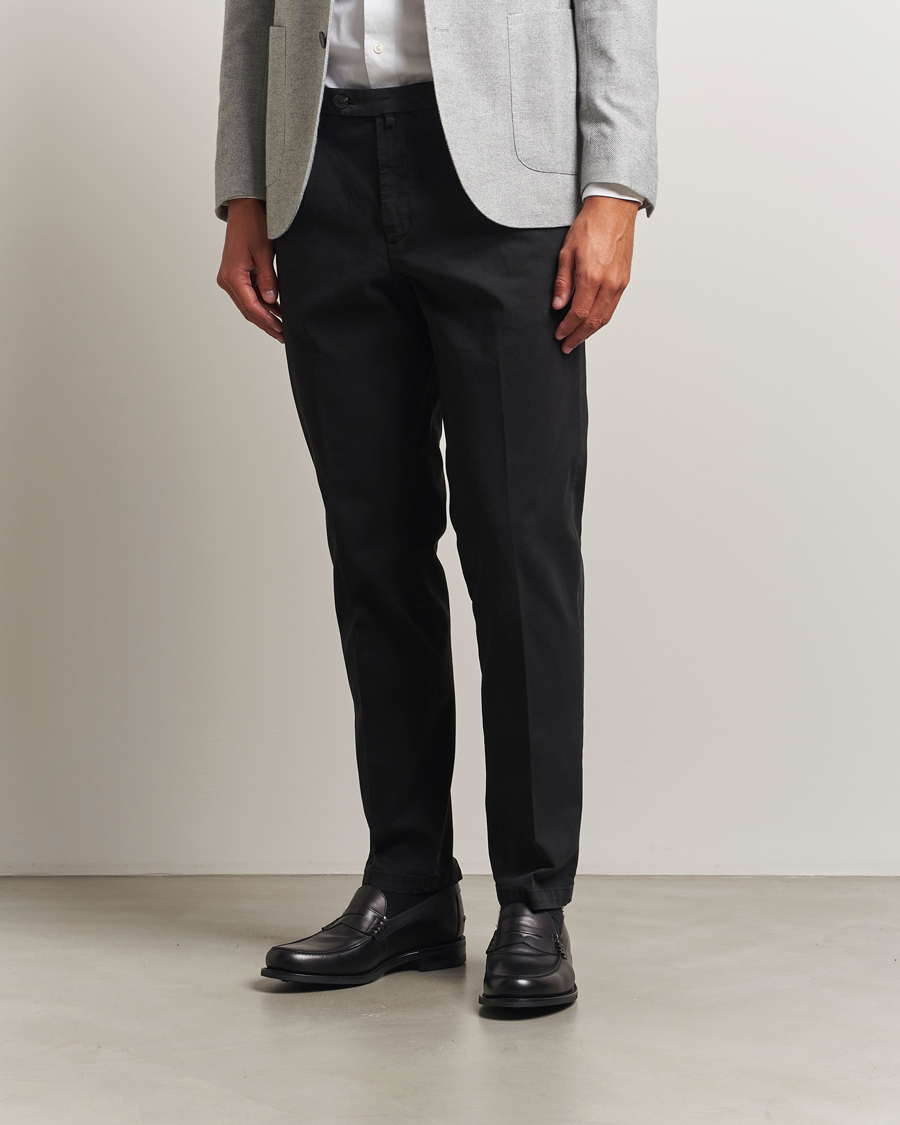 Herren | Hosen | Briglia 1949 | Easy Fit Pleated Cotton Stretch Chino Black