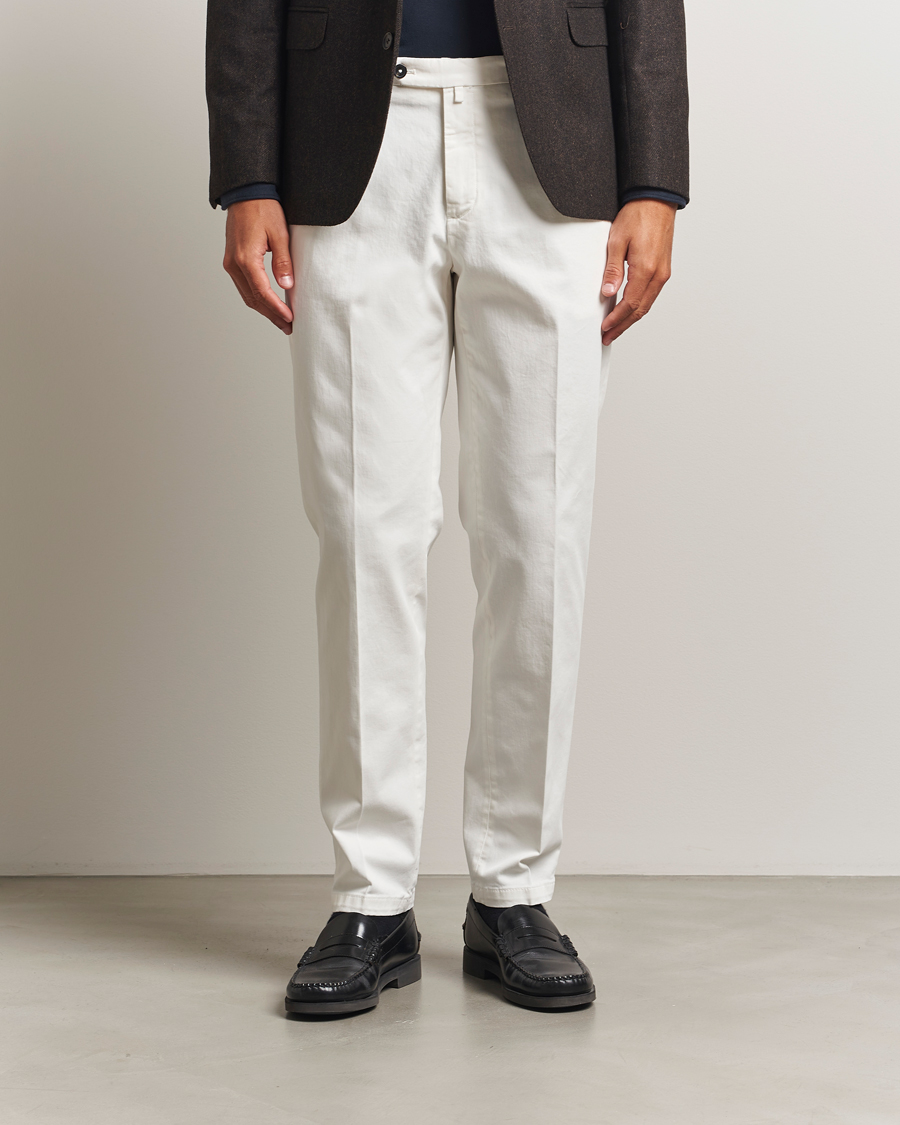 Herren | Hosen | Briglia 1949 | Easy Fit Pleated Cotton Stretch Chino Off White