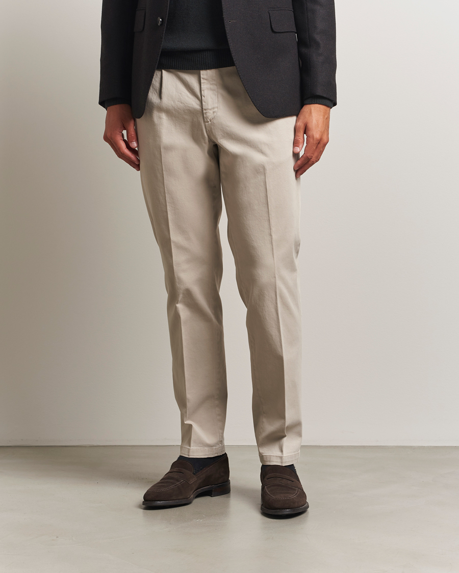 Herren | Hosen | Briglia 1949 | Easy Fit Pleated Cotton Stretch Chino Beige