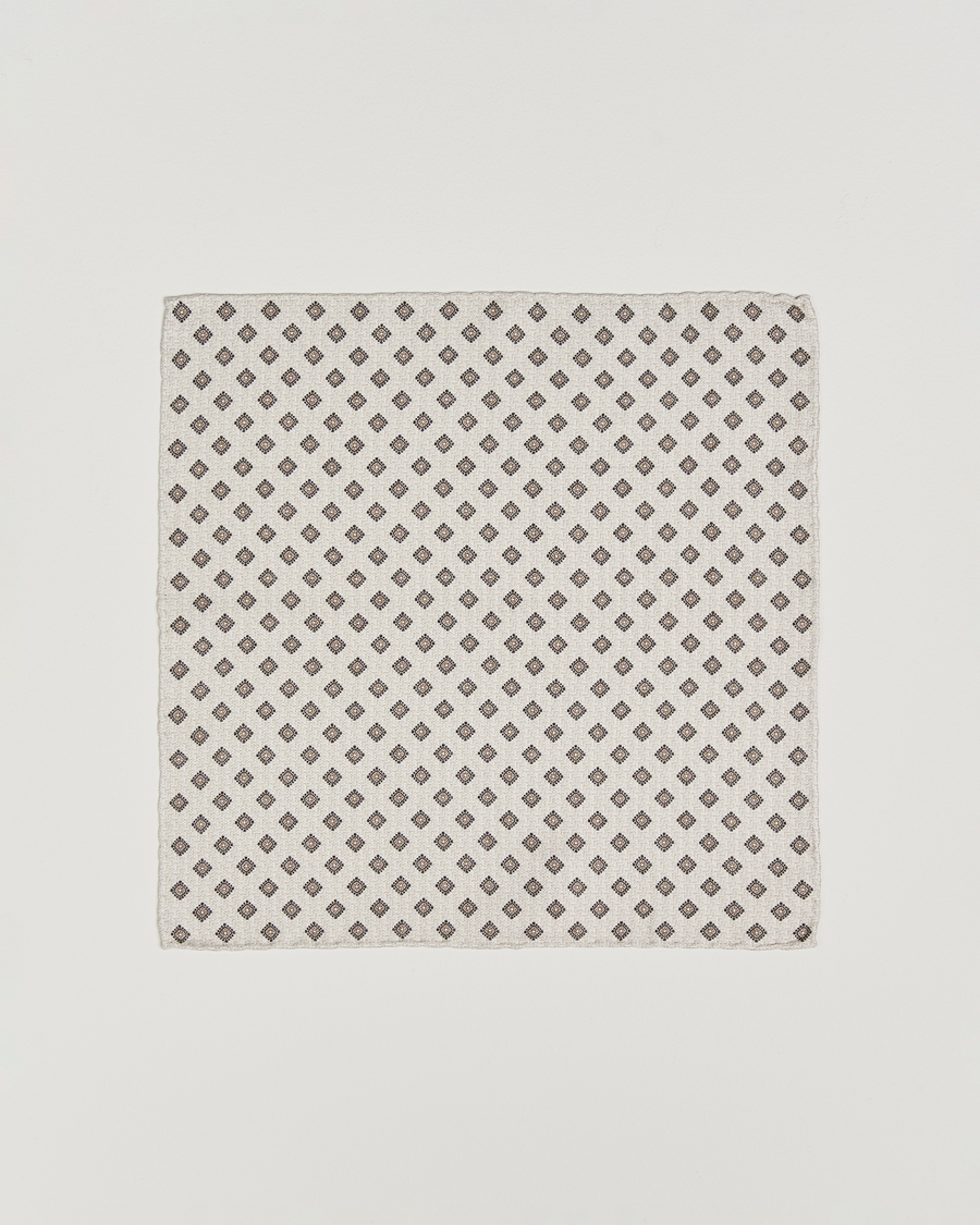 Herren | Einstecktücher | Brunello Cucinelli | Printed Silk Pocket Square Ivory