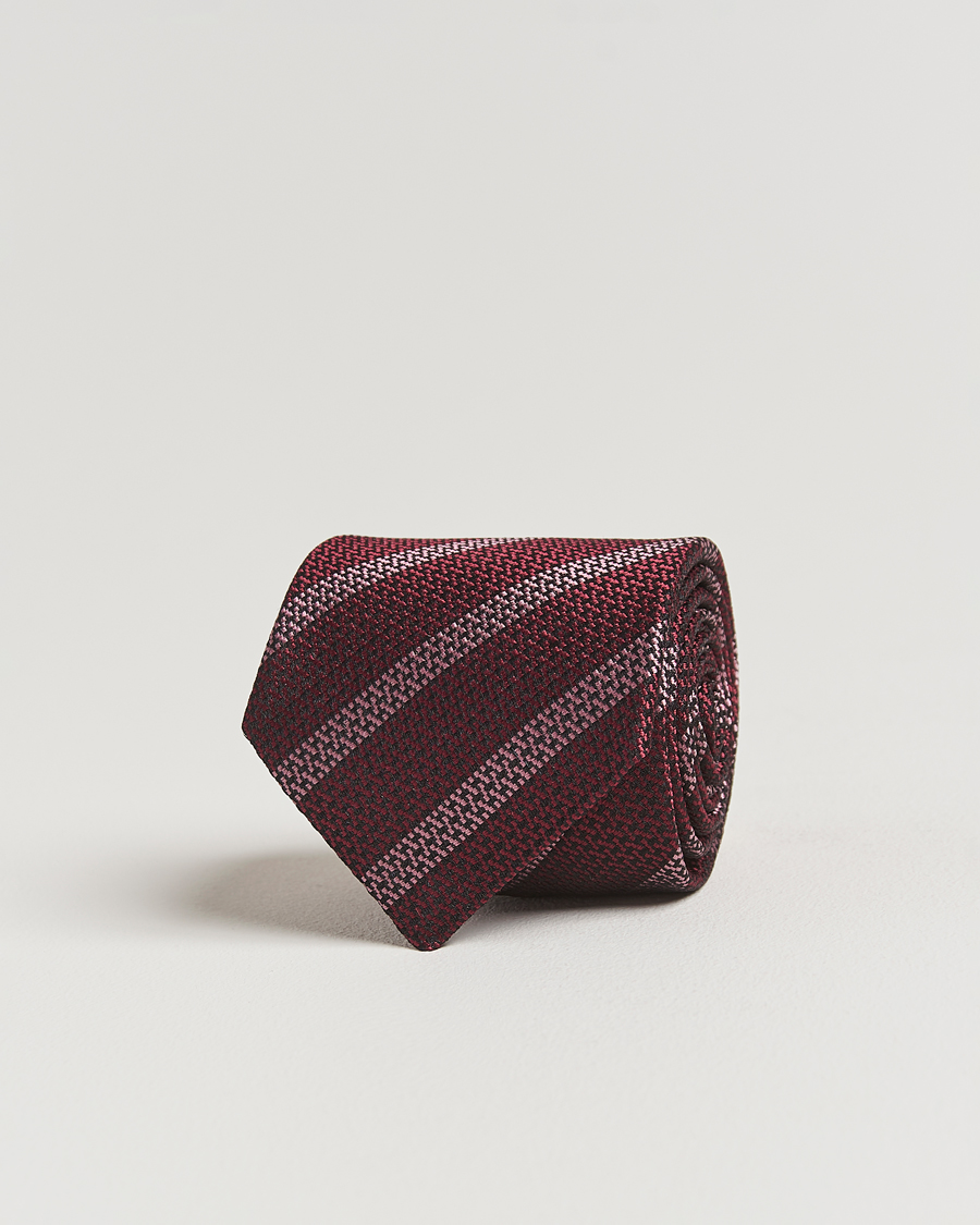 Herren | Krawatten | Brunello Cucinelli | Regimental Stripe Silk Tie Amaranto