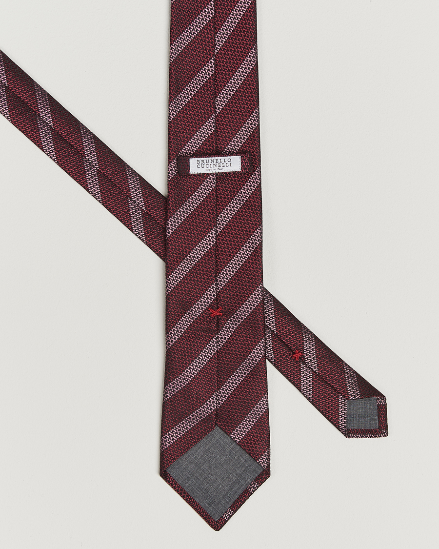Herren | Krawatten | Brunello Cucinelli | Regimental Stripe Silk Tie Amaranto