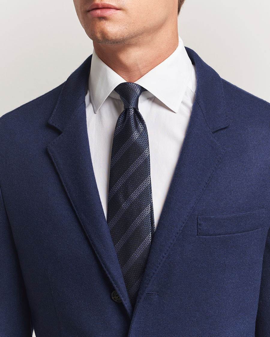 Herren | Krawatten | Brunello Cucinelli | Regimental Stripe Silk Tie Navy