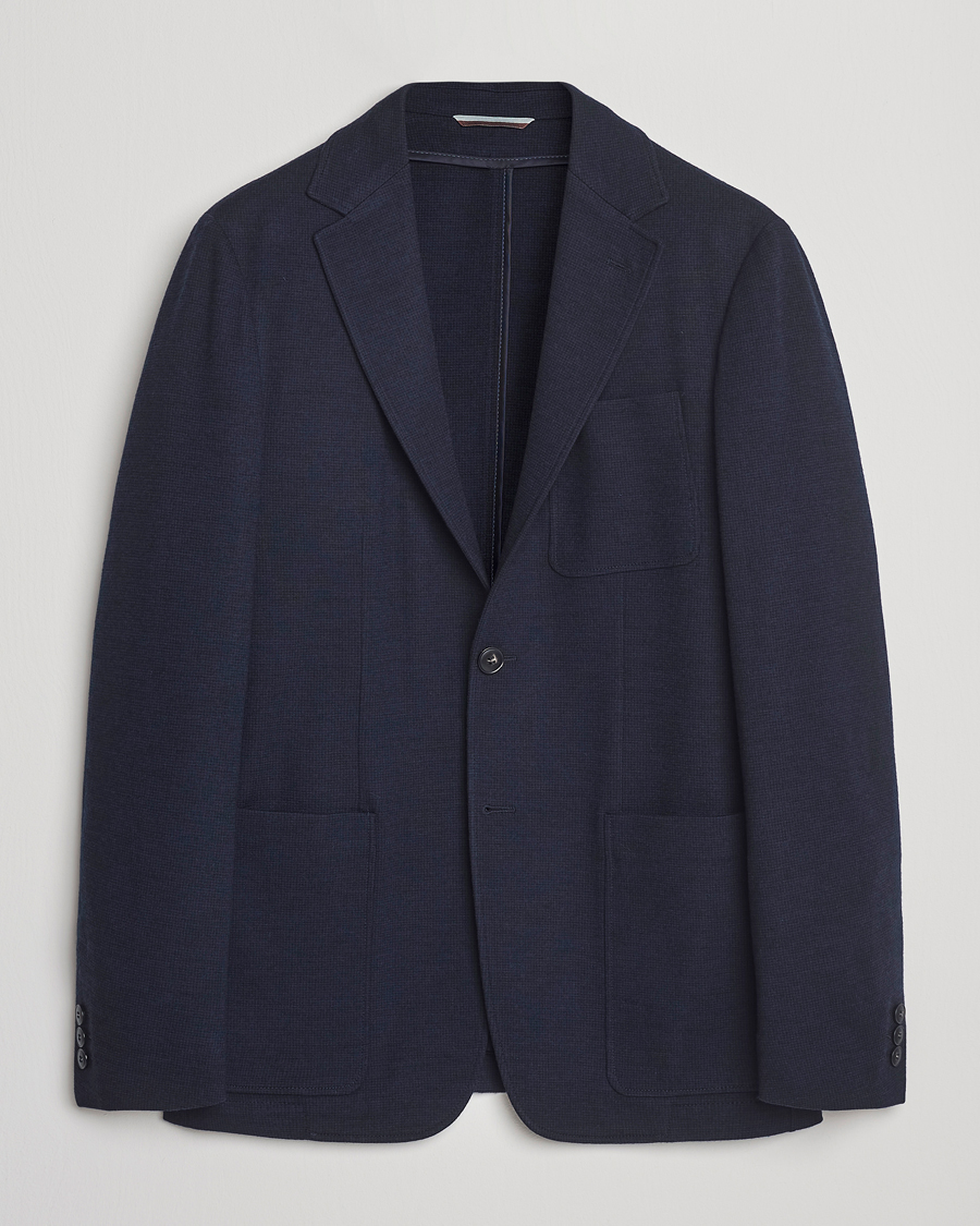 Herren | Sakkos | Canali | Wool Houndstooth Jersey Blazer Navy