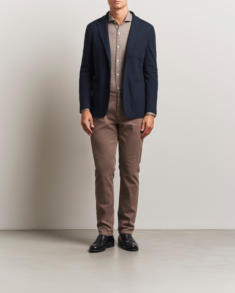 Herren | Sakkos | Canali | Wool Houndstooth Jersey Blazer Navy