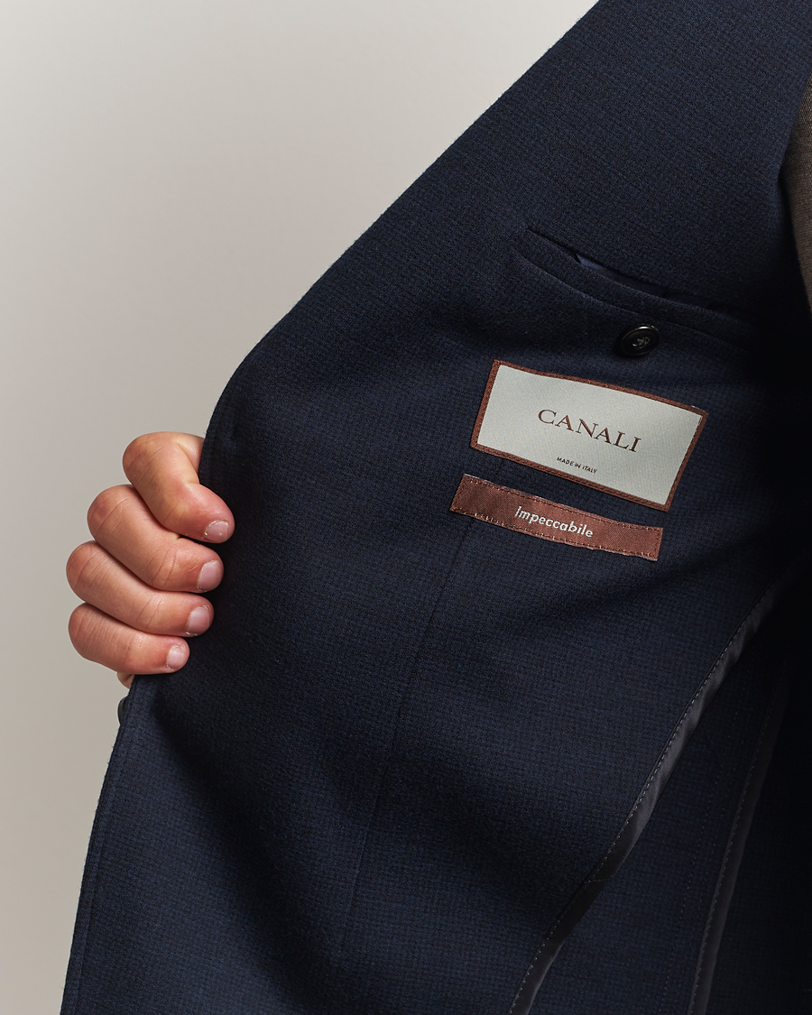 Herren | Sakkos | Canali | Wool Houndstooth Jersey Blazer Navy