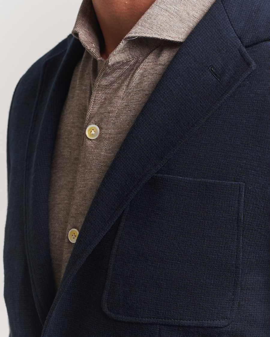 Herren | Sakkos | Canali | Wool Houndstooth Jersey Blazer Navy