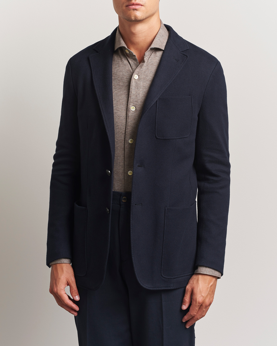 Herren | Sakkos | Canali | Cotton/Cashmere Jersey Blazer Navy