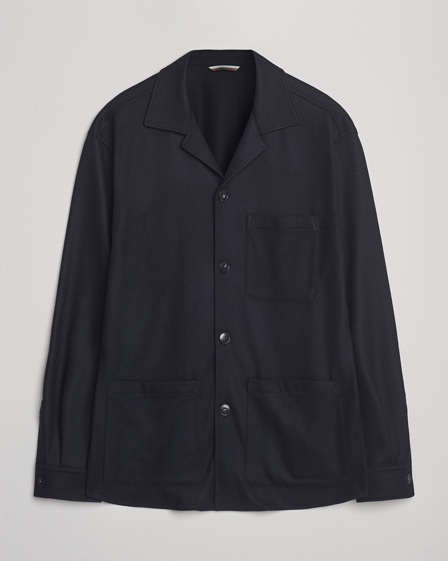 Herren | Jacken | Canali | Wool Shirt Jacket Navy