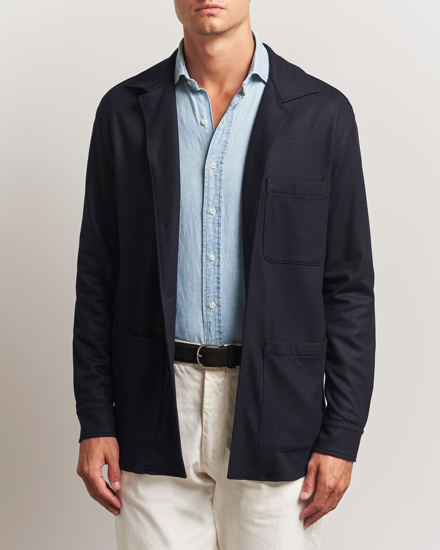 Herren | Jacken | Canali | Wool Shirt Jacket Navy