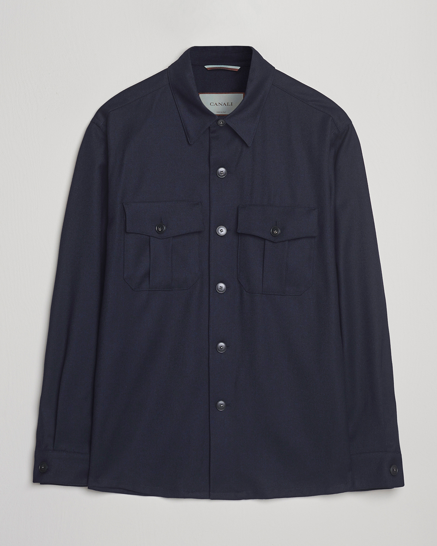 Herren | Hemden | Canali | Flannel Overshirts Navy