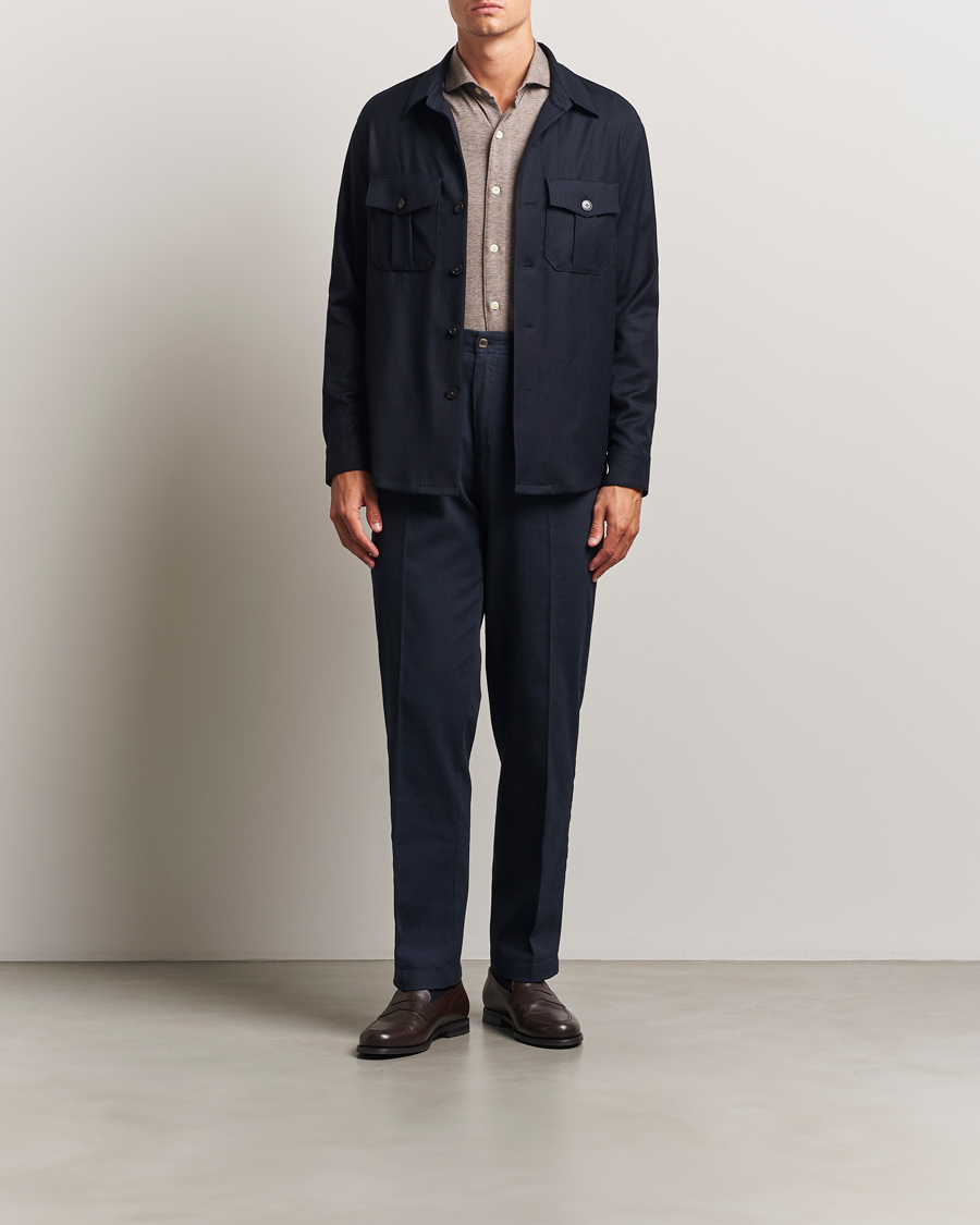 Herren | Hemden | Canali | Flannel Overshirts Navy