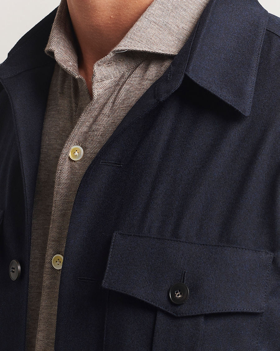 Herren | Hemden | Canali | Flannel Overshirts Navy