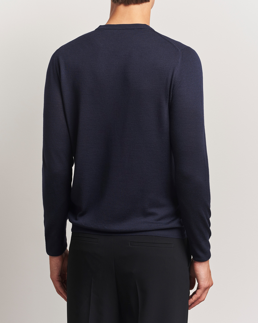 Herren | Pullover | Canali | Merino Wool Crew Neck Navy