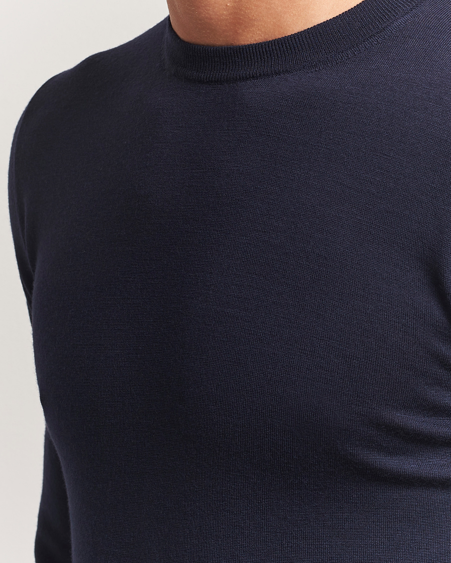 Herren | Pullover | Canali | Merino Wool Crew Neck Navy