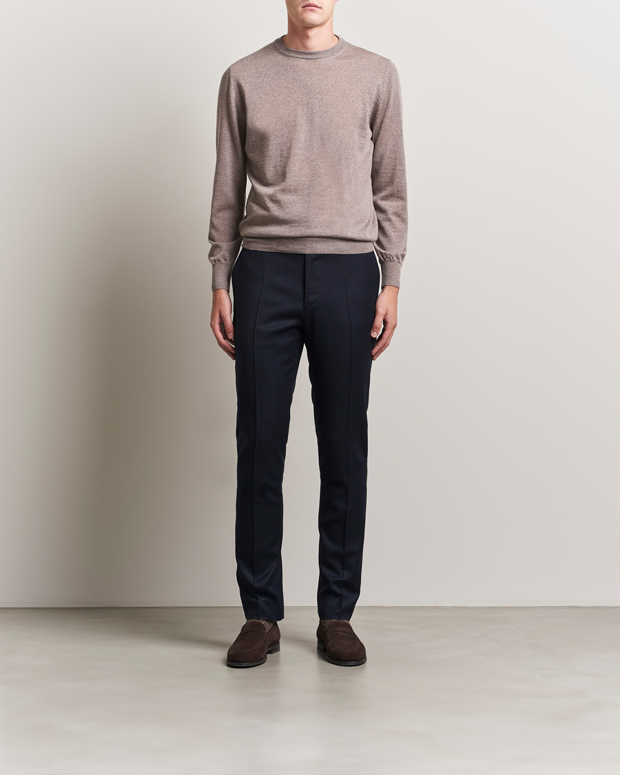 Herren | Pullover | Canali | Merino Wool Crew Neck Beige