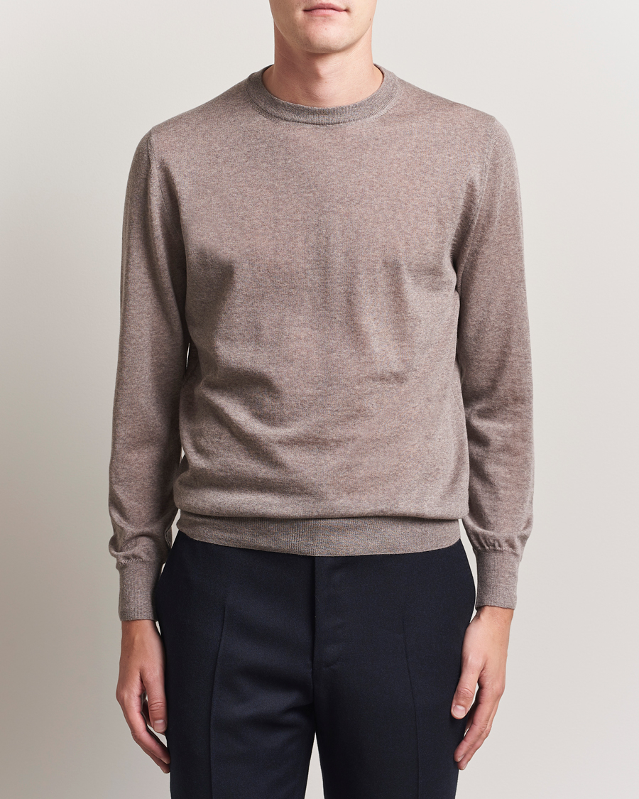 Herren | Pullover | Canali | Merino Wool Crew Neck Beige